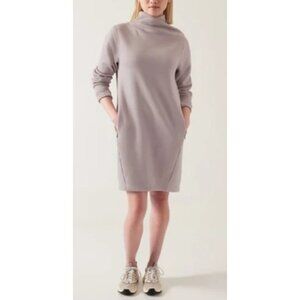Athleta Cozy Karma Mock Neck Sweatshirt Dress Grey Small
